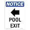 Signmission OSHA Notice Sign, 10" Height, Rigid Plastic, Pool Exit (Left Arrow) Sign With Symbol, Portrait OS-NS-P-710-V-17682 - alternate 1